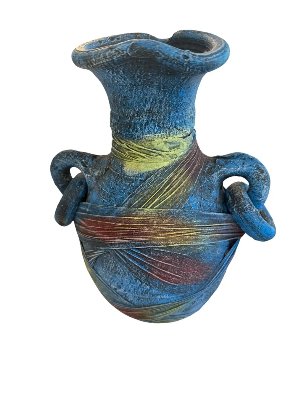 Blue Multicolor Decorative Ceramic Vase by